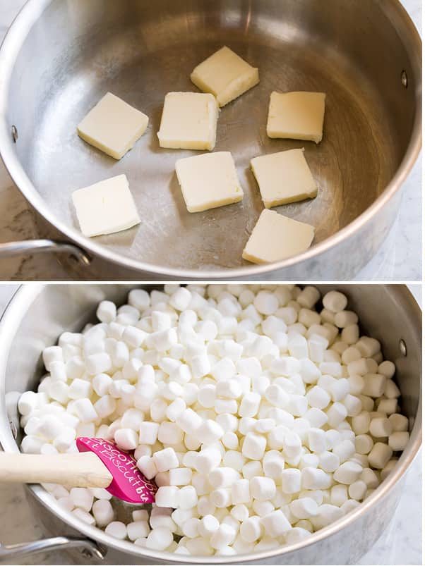 melting marshmallow for Irresistible Rice Krispie Treats